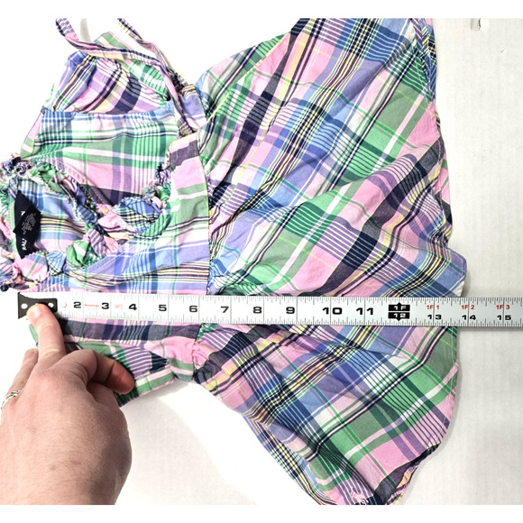 Ralph Lauren Baby Girl 12 Months Dress Pink Plaid Short Sleeve Tie Formal Fringe - Picture 3 of 6